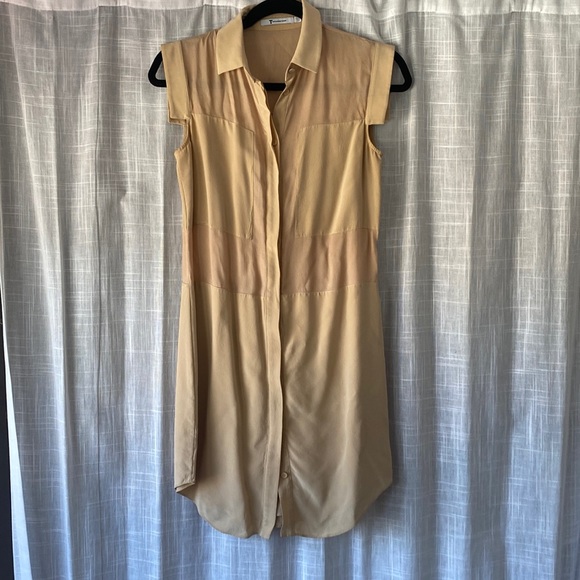 T by Alexander Wang Tan Mesh Sheet Panel Dress - Picture 2 of 2